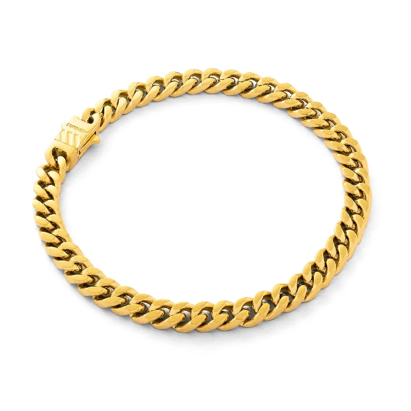 women's casual bracelets-6mm Cuban Bracelet (Gold)