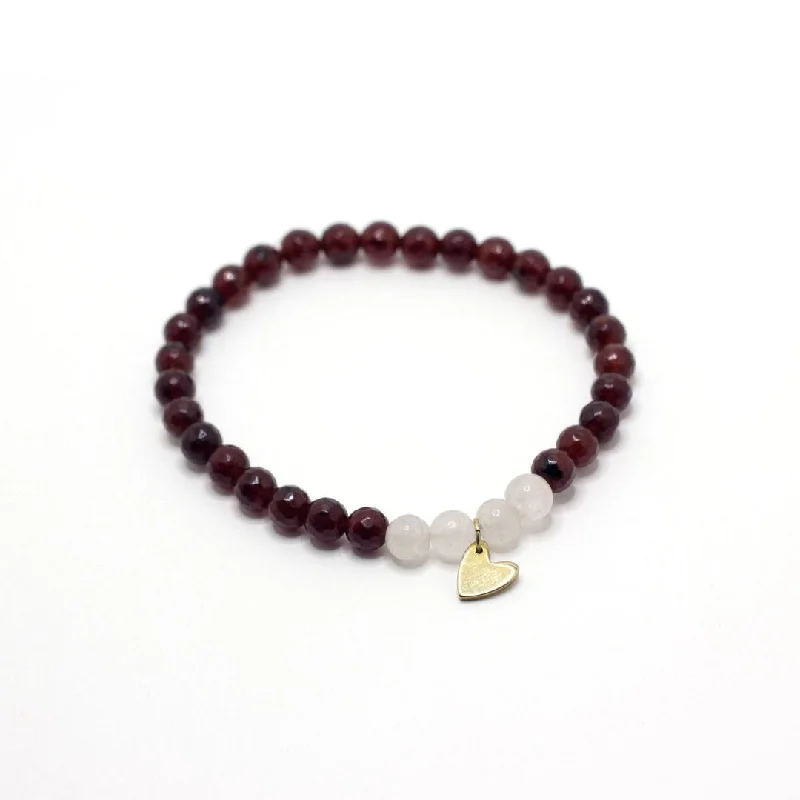 women's diamond bracelets-Gemstone Heart Stretch Bracelet