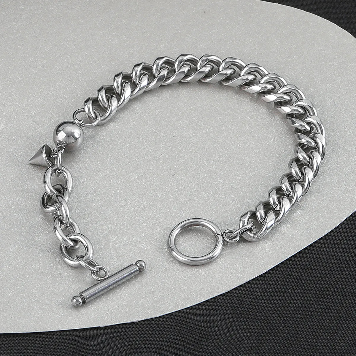 women's Western bracelets-Stainless Steel Hip-Hop Simple Style Ball Solid Color Toggle Bracelets