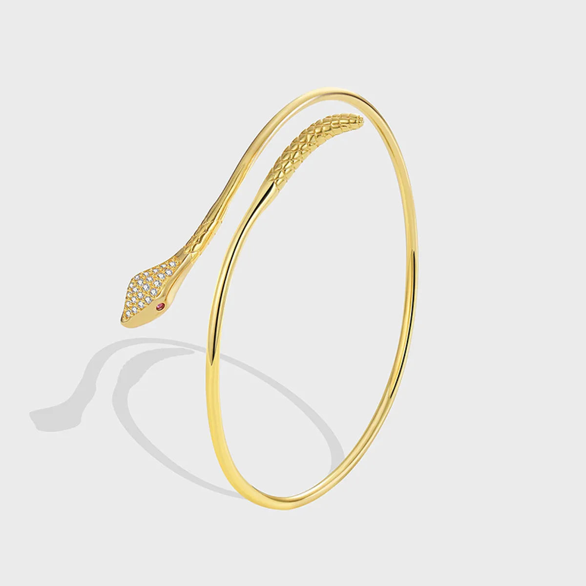 women's minimalist bangle bracelets-Commute Snake Copper Plating Inlay Zircon 18k Gold Plated Bangle