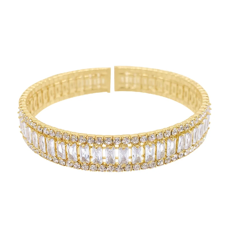 women's minimalist chain bracelets-Crystal Stretch Cuff Bracelet