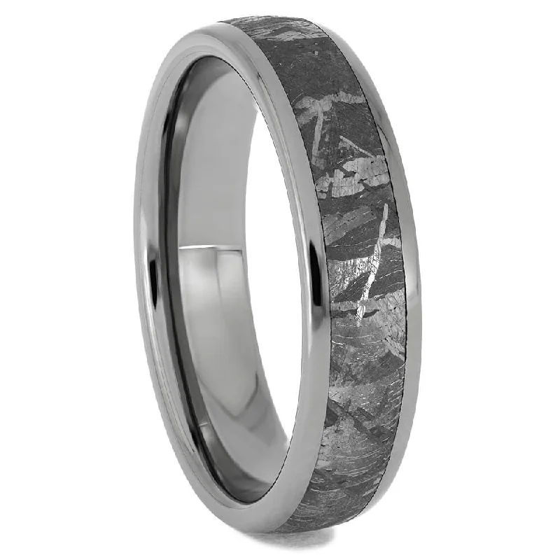 women's birthstone engagement rings-Men's Meteorite Wedding Band in Titanium