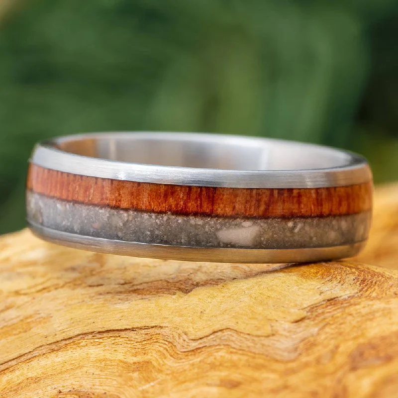 women's delicate charm rings-Cremation Ring With Wood And Ashes Inlays