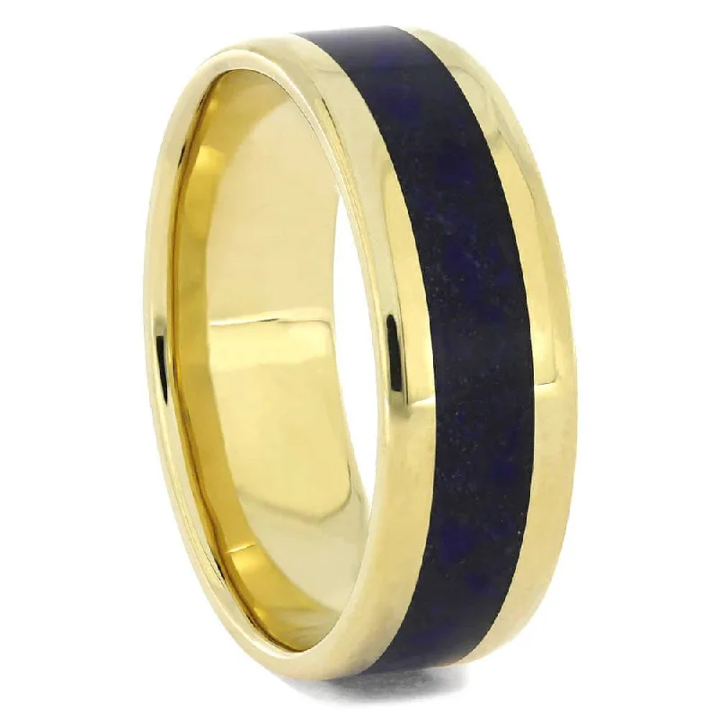 women's infinity engagement rings-Men's Lapis Lazuli & Gold Wedding Band