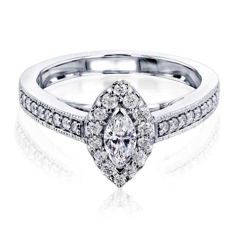 women's cathedral engagement rings-The Marquise Halo Diamond Ring