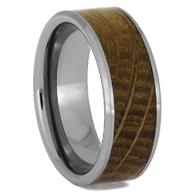 women's vintage engagement rings-Whiskey Barrel Oak Wood Wedding Band in Tungsten