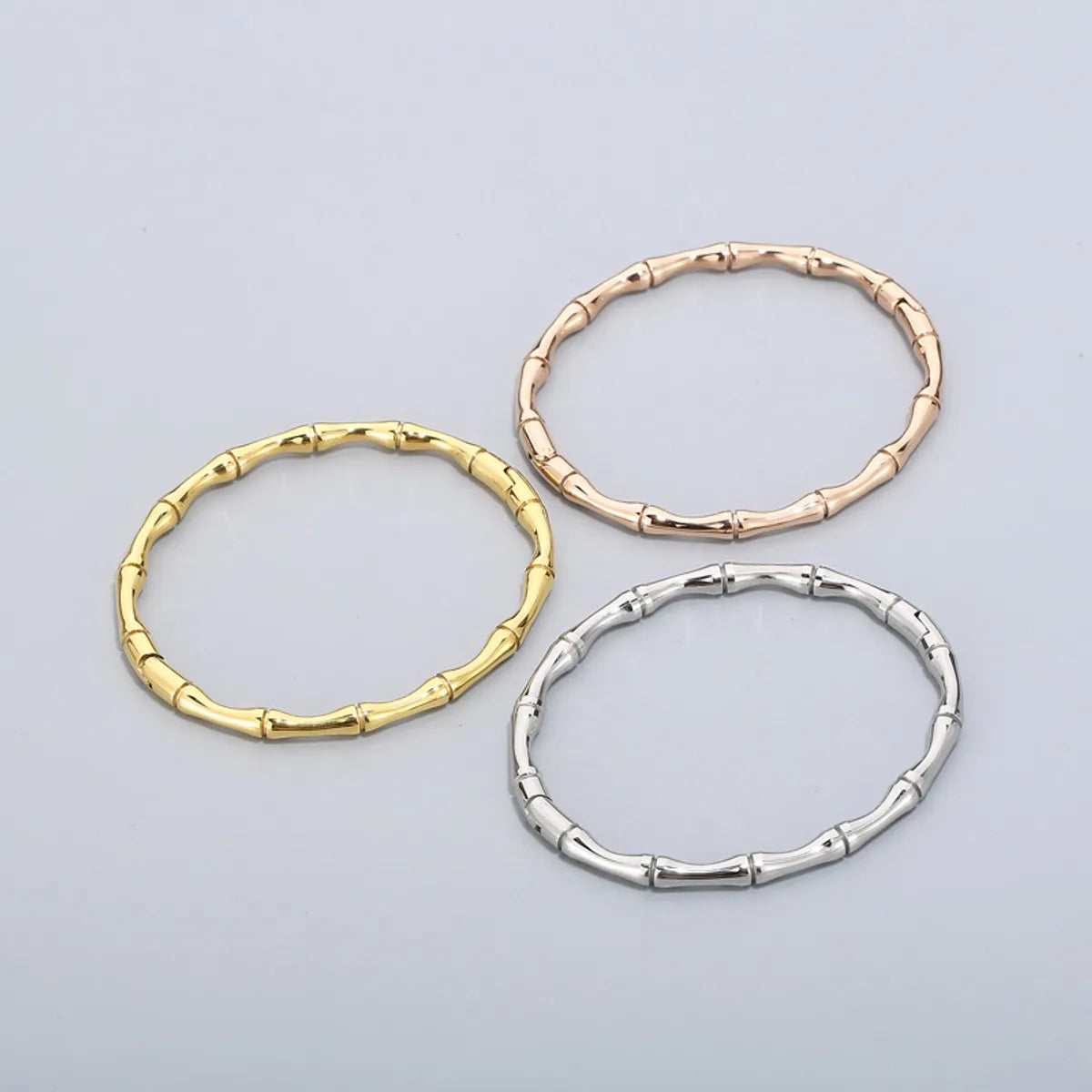 women's hypoallergenic bracelets-Fashion Bamboo Joint Titanium Steel Plating Bangle