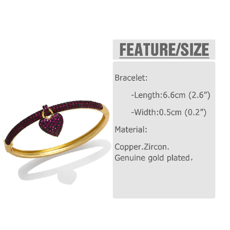 women's customized bracelets-Elegant Glam Heart Shape Copper Plating Inlay Zircon Bangle