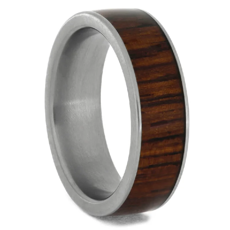 women's platinum engagement rings-Honduran Rosewood Wedding Band in Matte Titanium