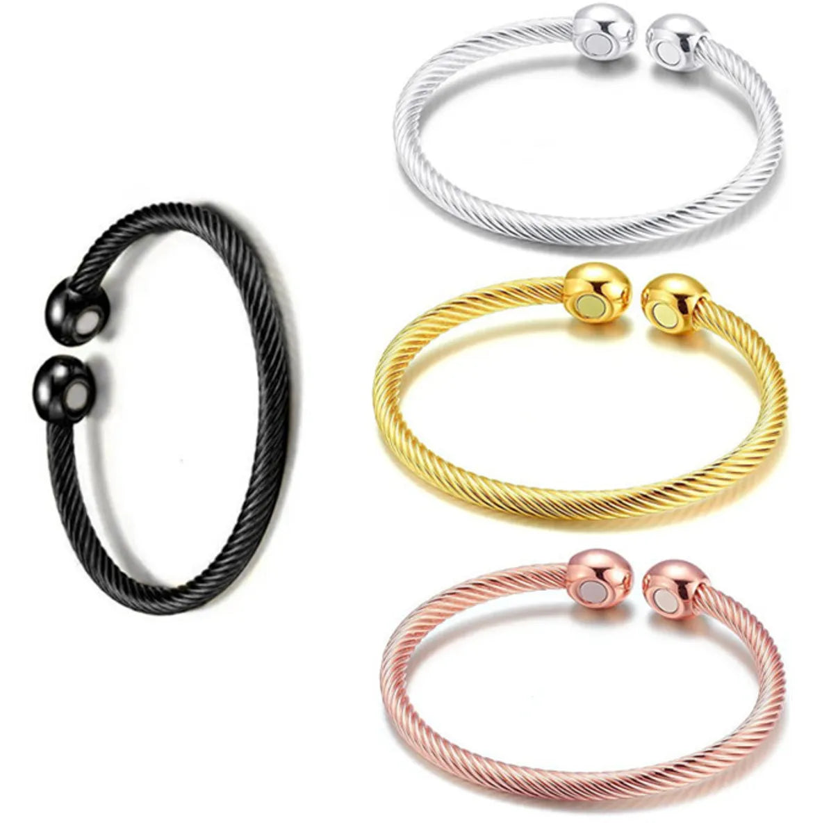 women's rope bracelets-Hip-hop Geometric Titanium Steel Plating Twisted Cable Bracele