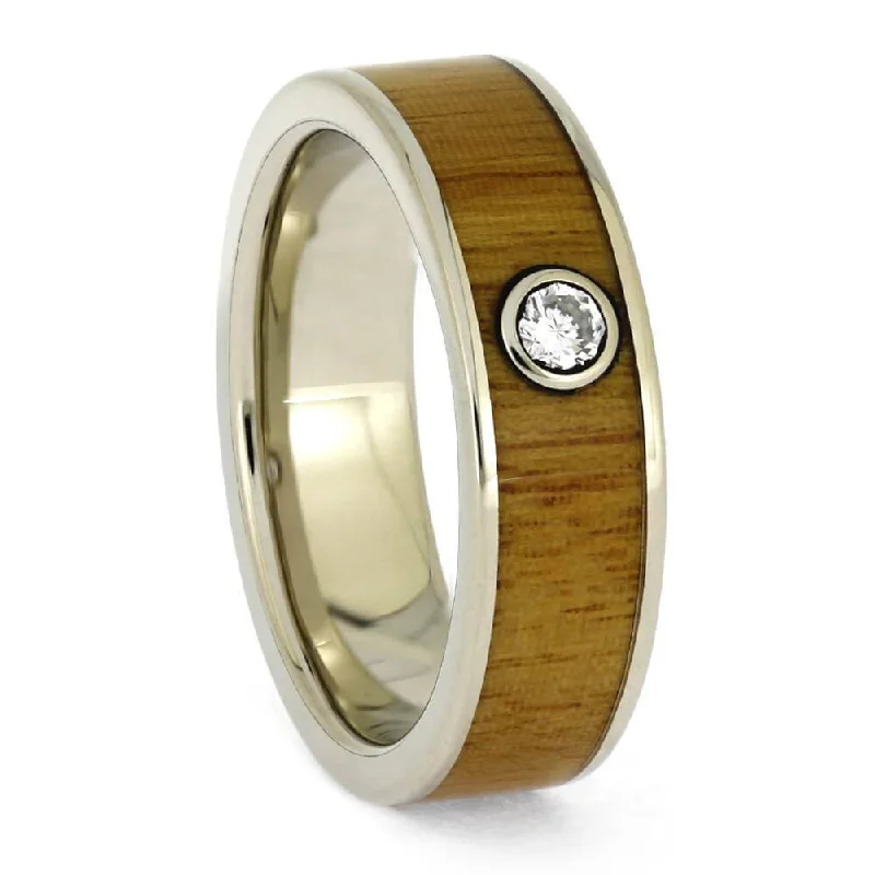 women's refined engagement rings-Ipe Wood and Diamond Wedding Band