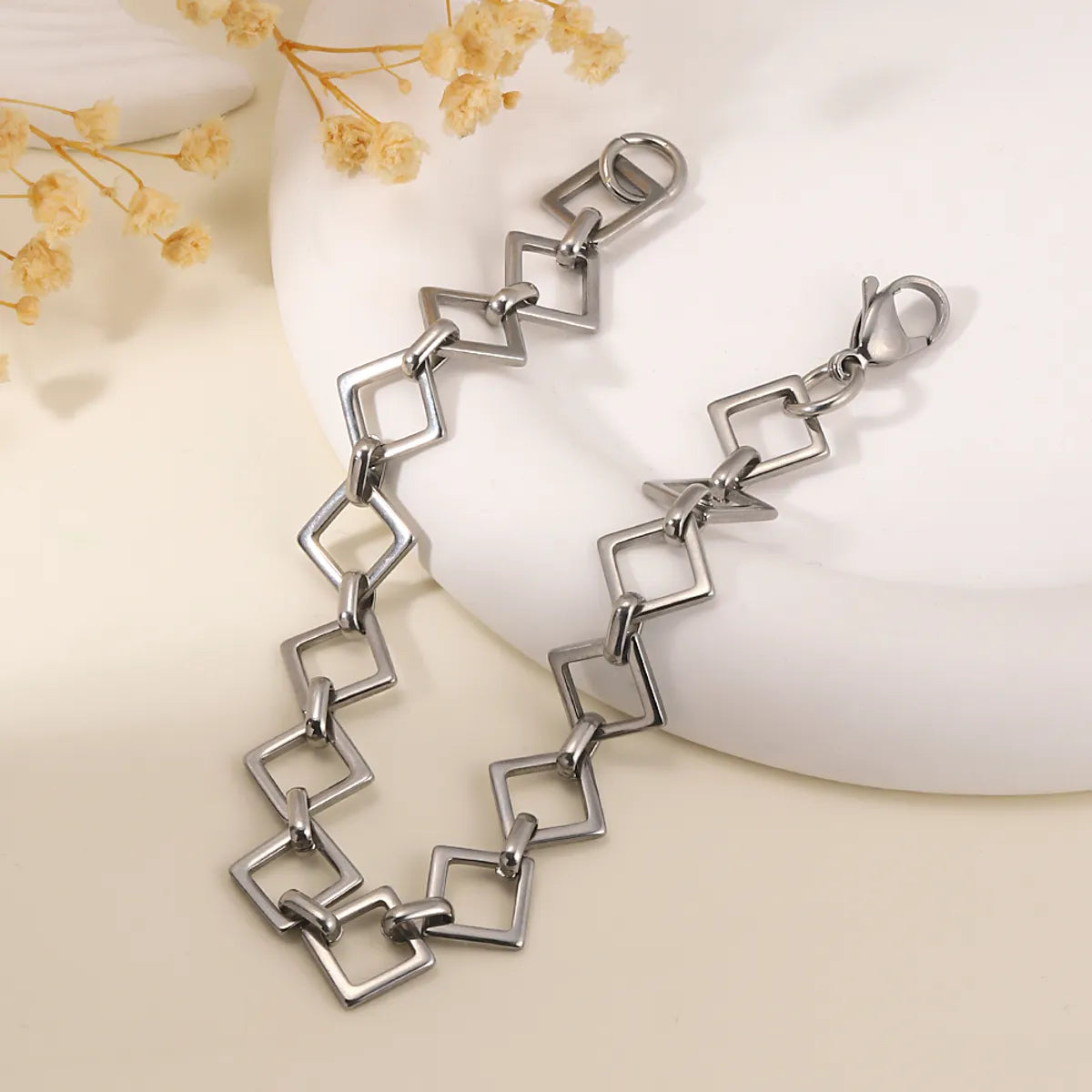 women's art deco bracelets-Hip-hop Retro Rhombus Stainless Steel Bracelets