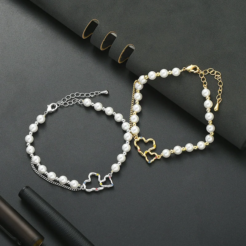 women's friendship bracelets-1 Piece Sweet Heart Shape Copper Irregular Plating Inlay Zircon Bracelets