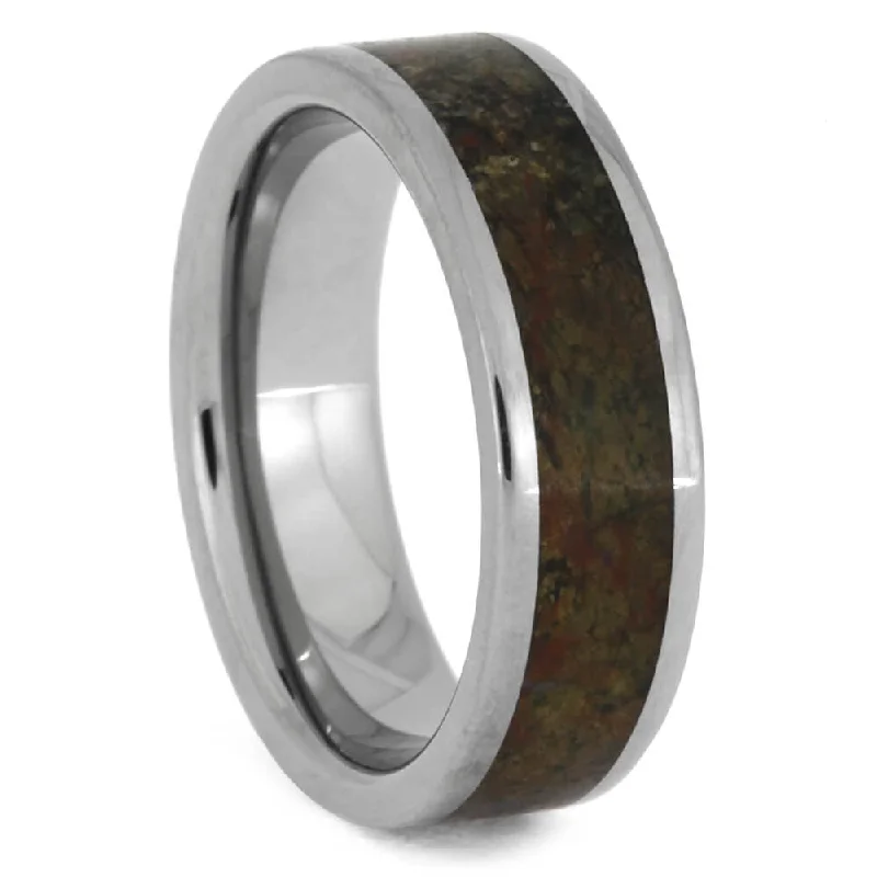 women's unique engagement rings-Solid Dinosaur Bone Men's Wedding Band in Titanium Band