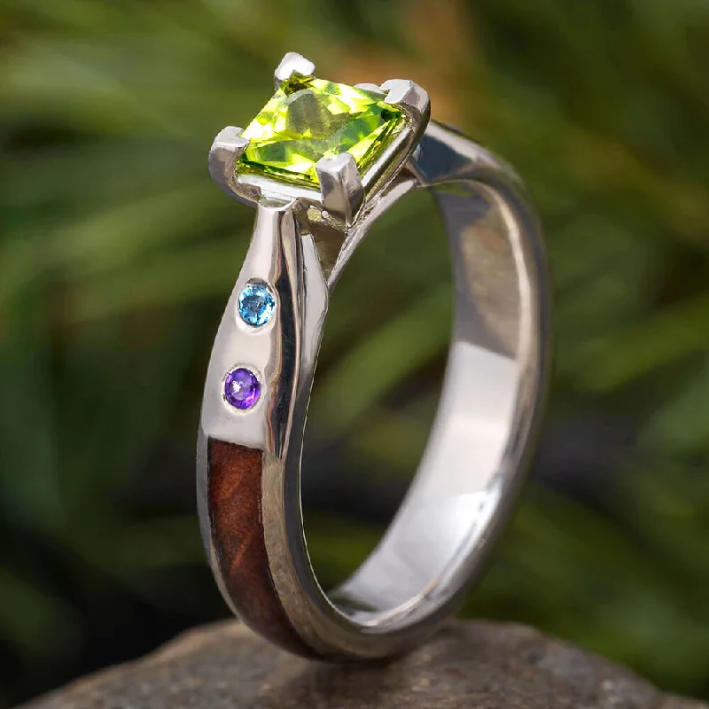 women's modern engagement rings-Birthstone Engagement Ring With Redwood