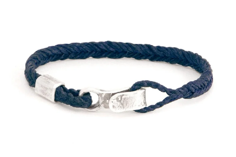 women's couple matching bracelets-#139 - Men’s bracelet Canvas Sterling Silver blue