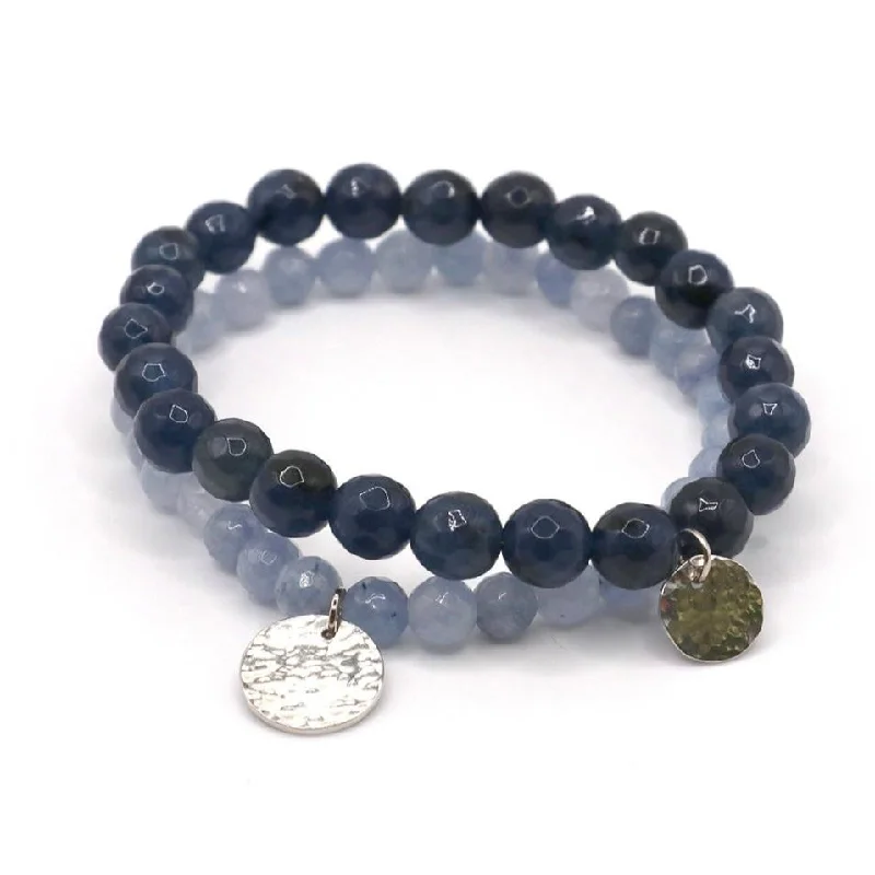 women's delicate bracelets-Navy Blue Stone Bracelets