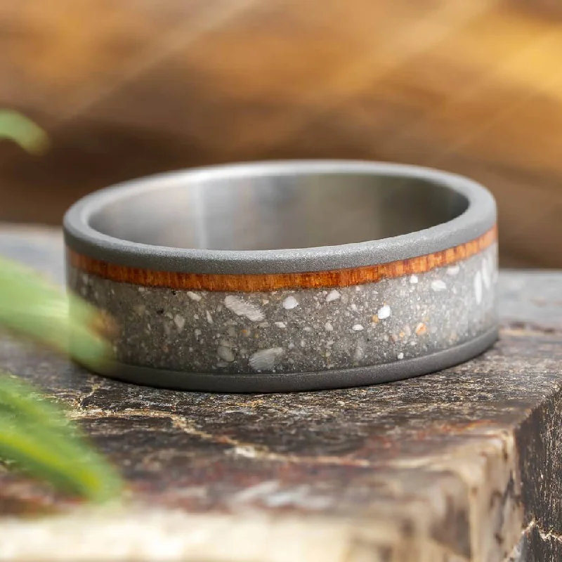 women's infinity love rings-Titanium Memorial Ring with Wood and Ashes