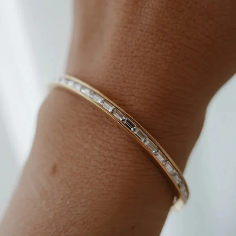 women's boho bracelets-Simple Style Round Stainless Steel Inlay Zircon Gold Plated Bangle