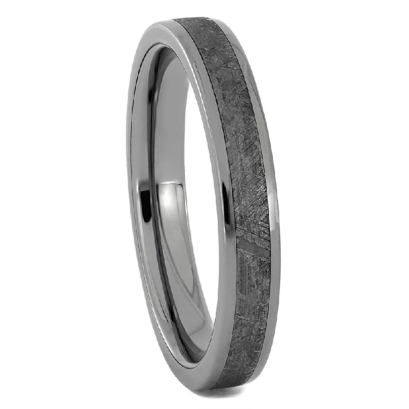 women's nature-inspired engagement rings-Meteorite Wedding Band in Polished Titanium