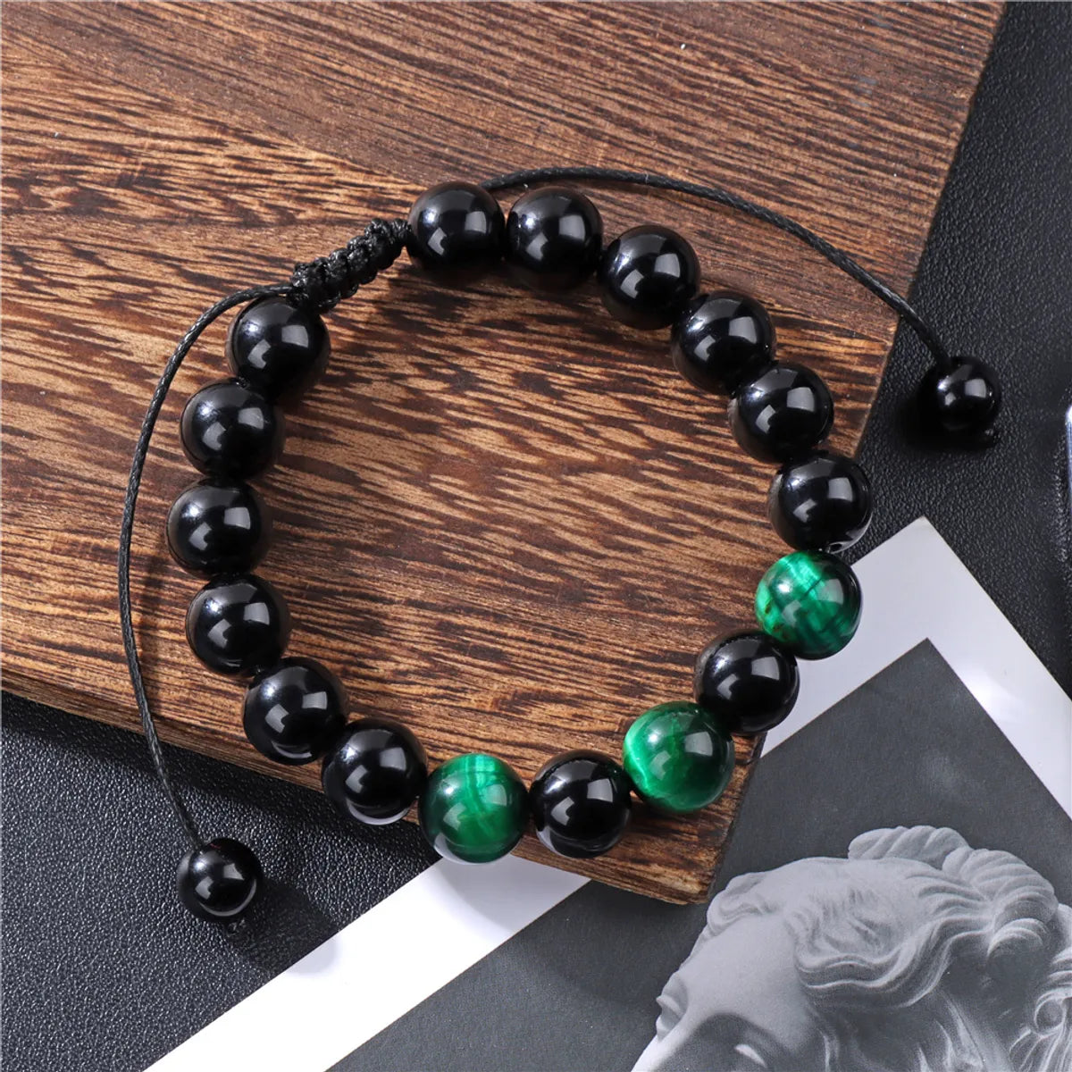 women's fashion bracelets-Retro Geometric Natural Stone Rope Bracelets