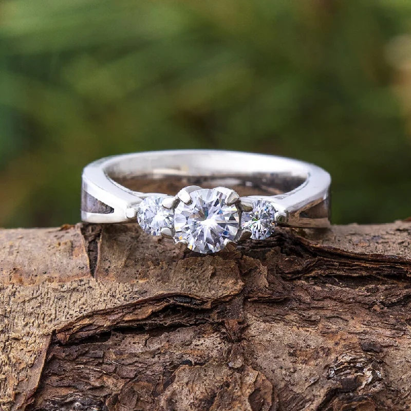 women's alternative engagement rings-Dinosaur Bone Three Stone Engagement Ring