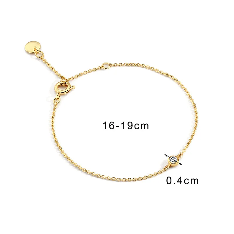 women's zodiac bracelets-Simple Style Round Copper Plating Inlay Natural Stone Zircon 18k Gold Plated Bracelets