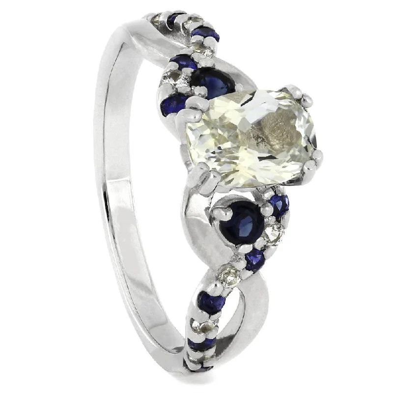 women's mixed metal engagement rings-Twisted Silver and Sapphire Engagement Ring