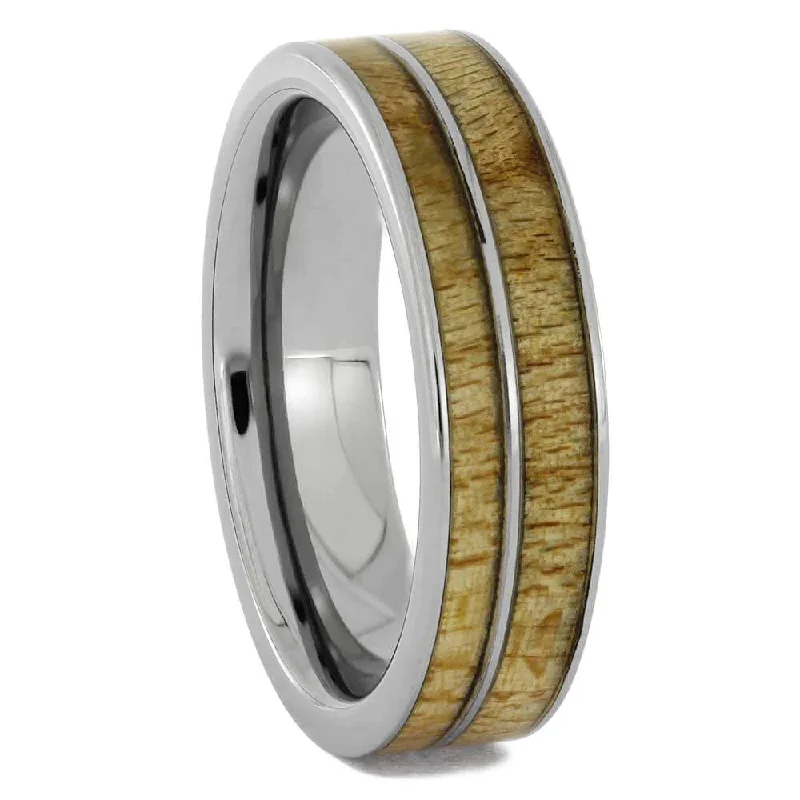 women's topaz engagement rings-Maple Wood Wedding Band in Polished Titanium