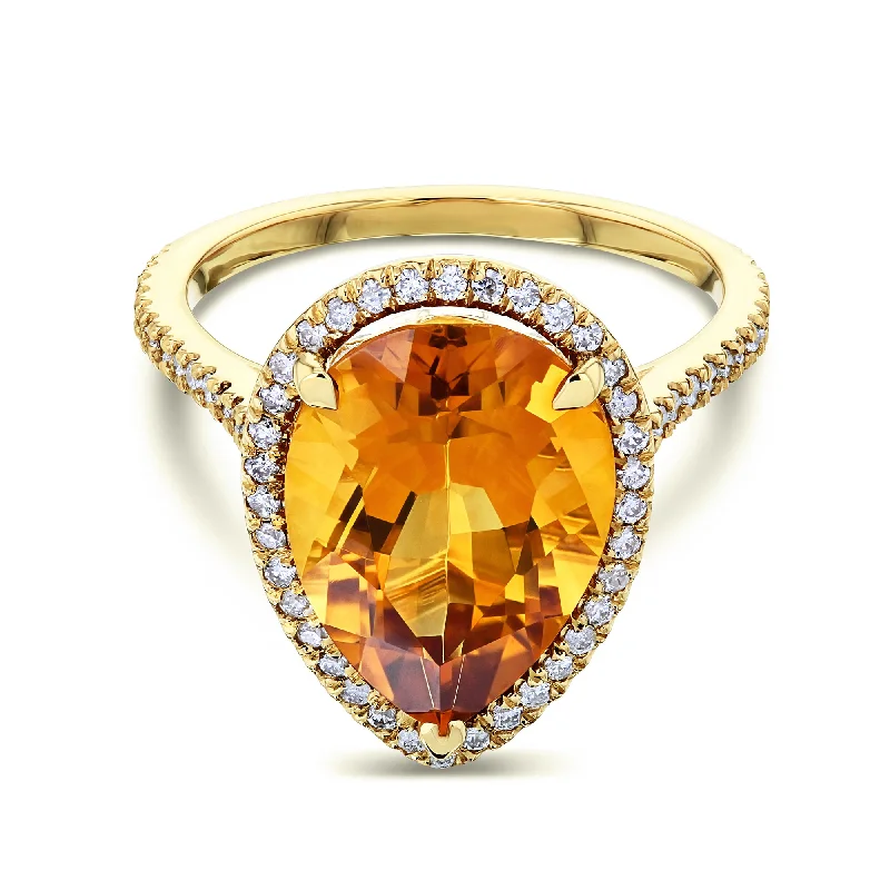 women's thick band engagement rings-4ct Citrine & Diamond Ring