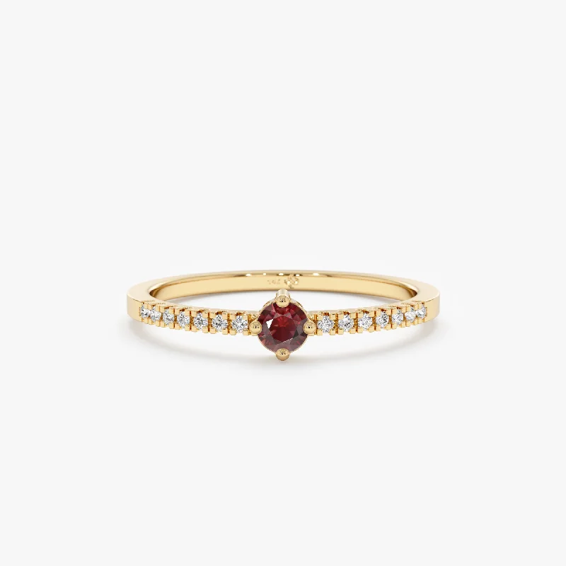 women's topaz engagement rings-Garnet and Diamond Engagement Ring, Angela