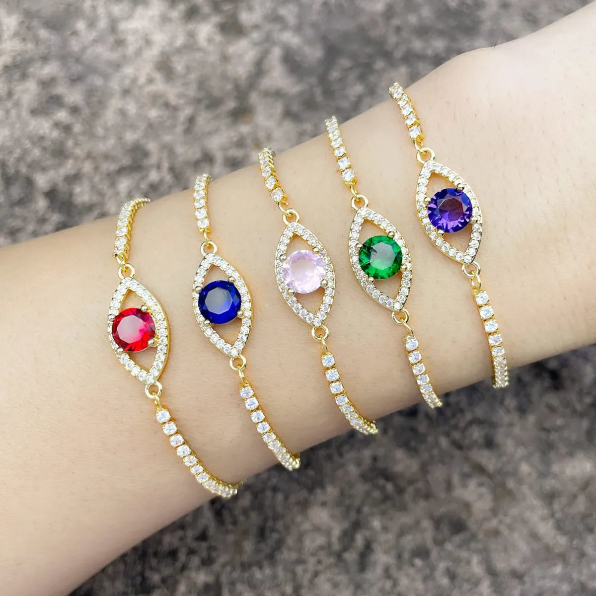 women's birthstone bracelets-New Demon Eye Bracelet Zircon Bracelet Adjustable