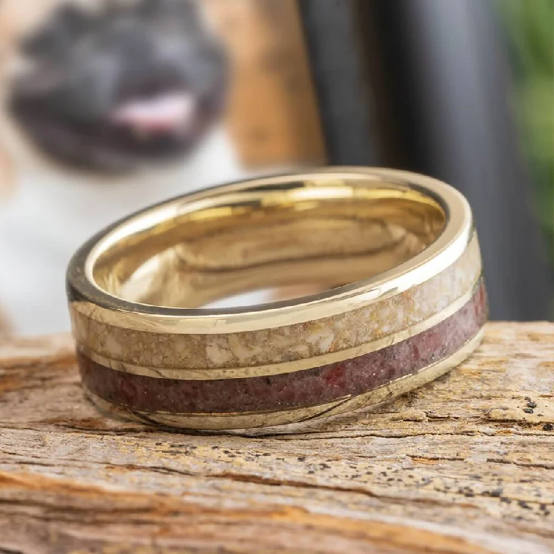 women's knot rings-Remembrance Ring with Ashes and Ruby Inlay