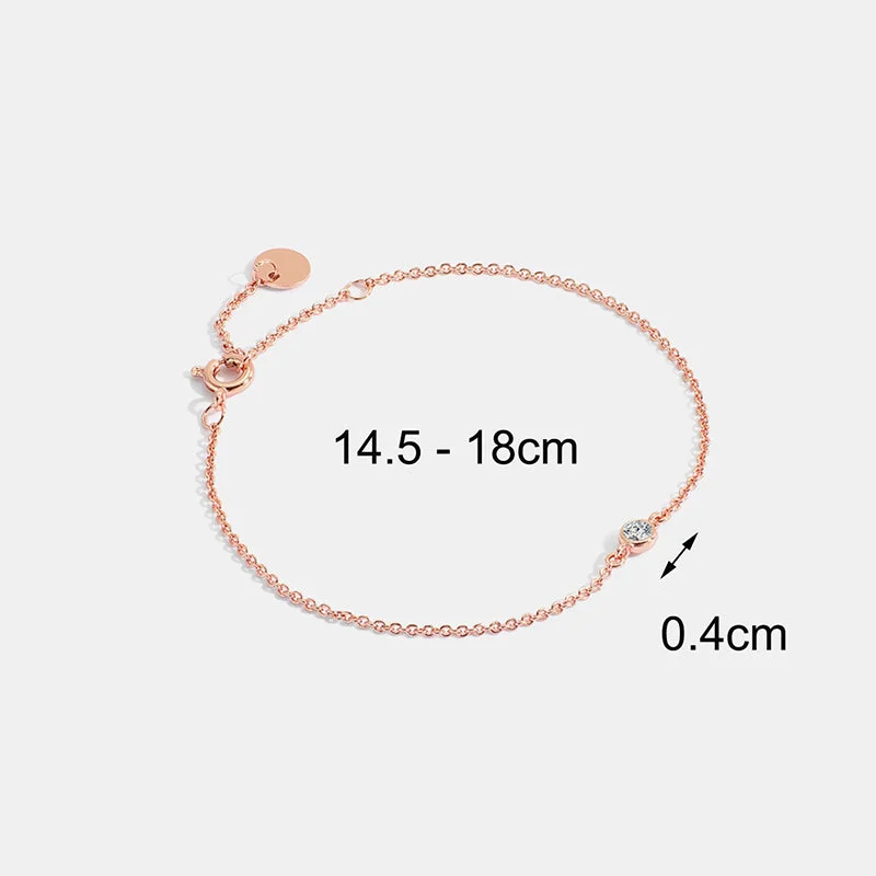 Slim Chain Inlaid Zirconium Rose Gold White Stone