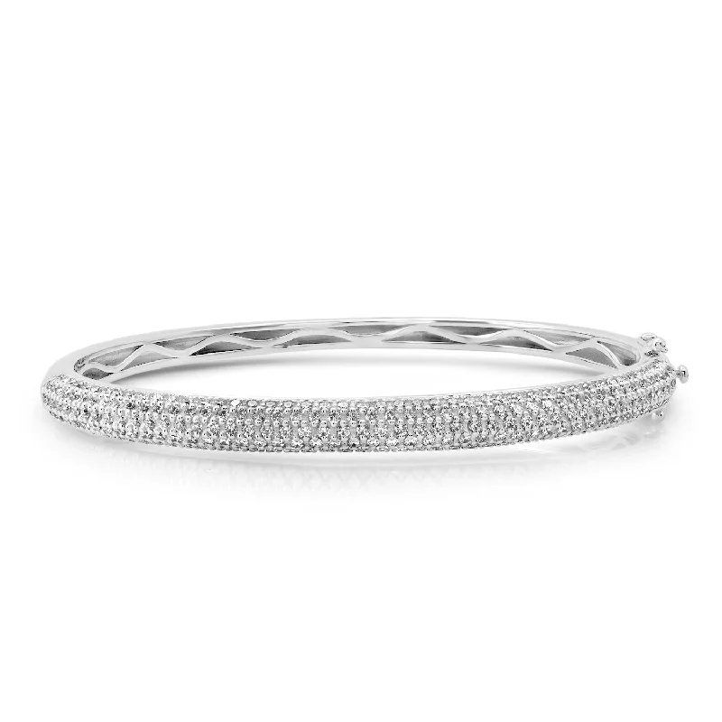 women's fashion bracelets-Diamond Pave Stacking Bangle Bracelet