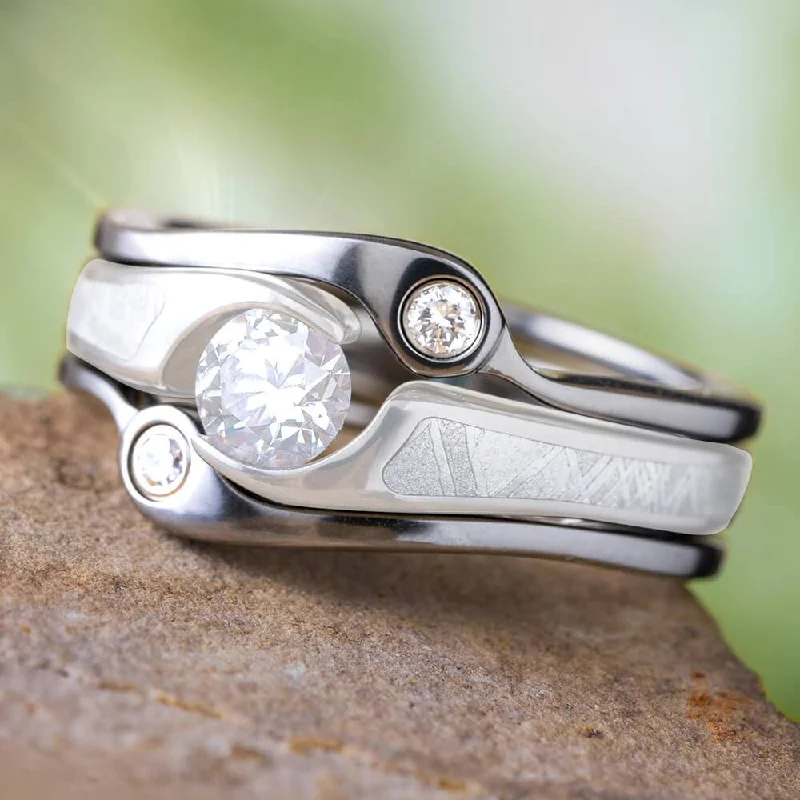 women's white sapphire engagement rings-Diamond Ring Guard or Shadow Band in Titanium