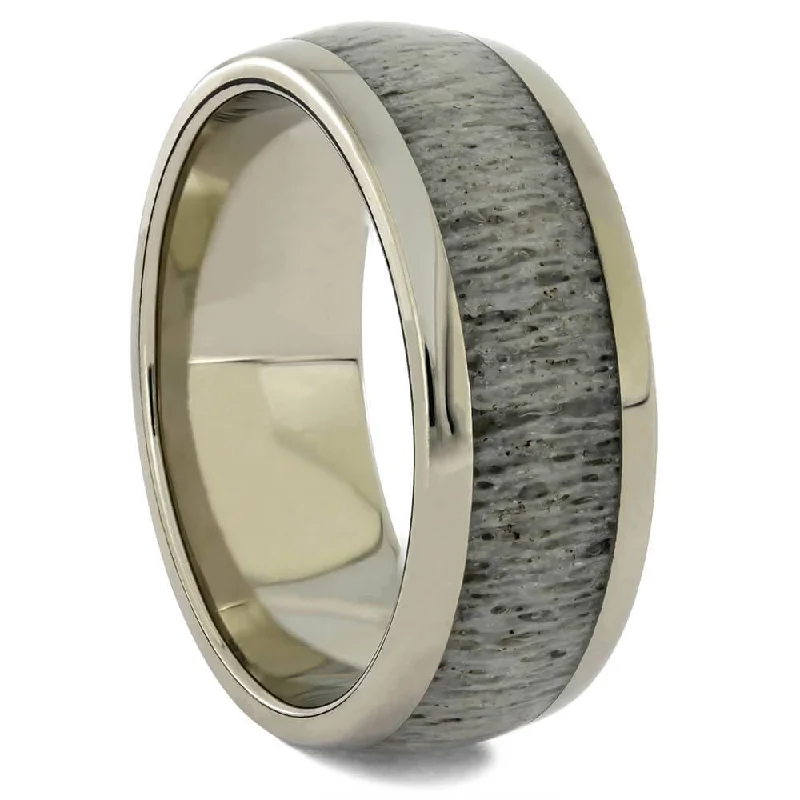 women's heirloom engagement rings-Deer Antler Wedding Band in White Gold