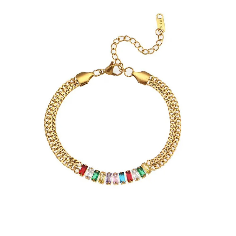 Colorful Crystals Bracelet Gold