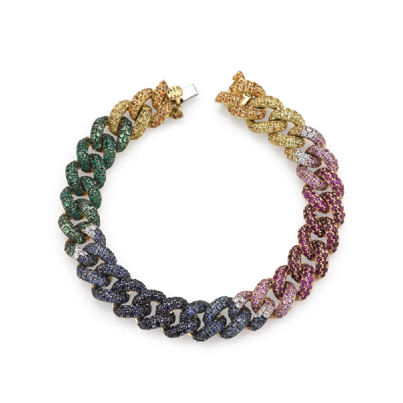 women's elegant bracelets-Gemstone Rainbow Essential Link Bracelet