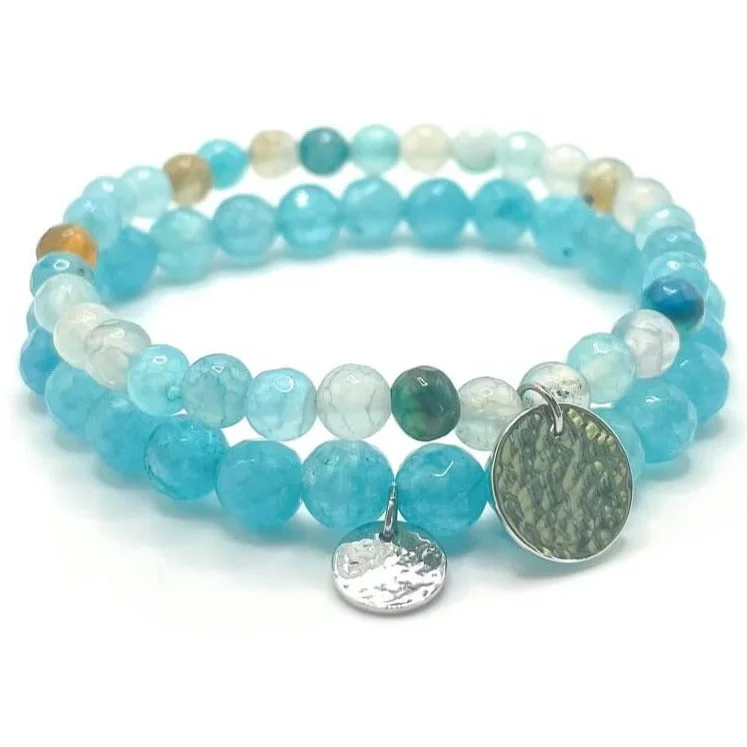 women's bold fashion bracelets-Ocean Blue Stone Bracelets