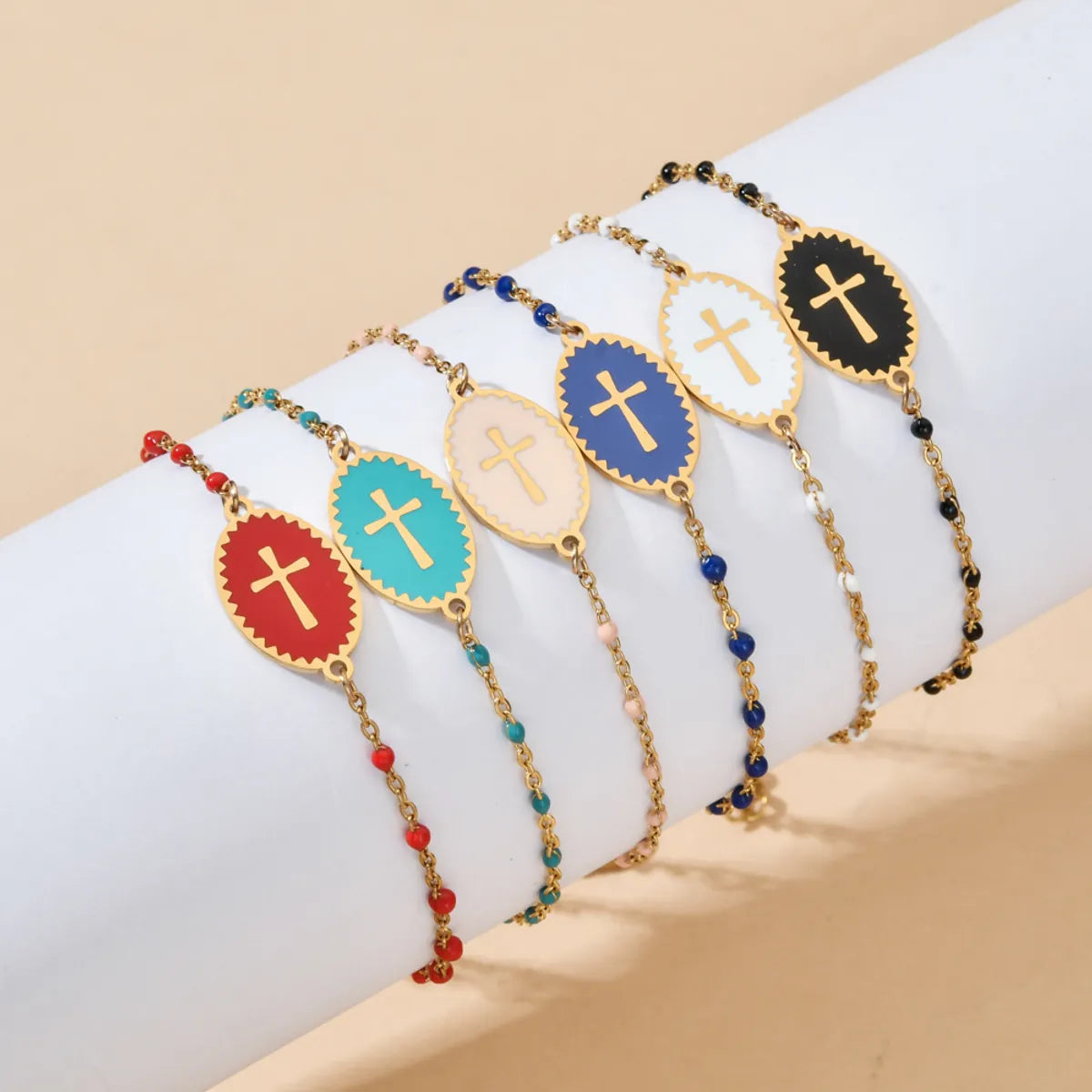 women's gold bracelets-Simple Style Cross Stainless Steel Bracelets In Bulk